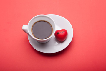 coffee cup on red background