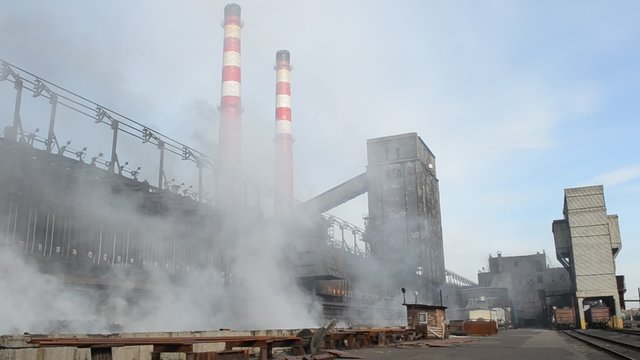 Industrial plant with smoke