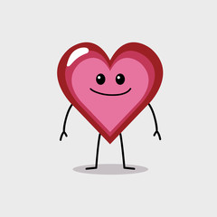 Funny heart character happy