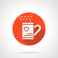 Red love tea cup round vector icon