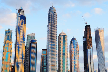 Fototapeta na wymiar Rising skyscrapers of Dubai Marina