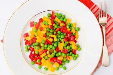 Juicy Vegetable Stew. Paprika, Peas, Carrots