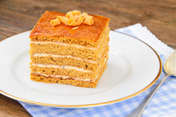 Delicious Honey Cake Decorated with Chocolate