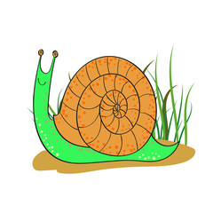 Cute cartoon snail isolated on white background. Hand drawn vector illustration.