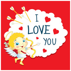Cartoon Greeting Card Valentines Day.