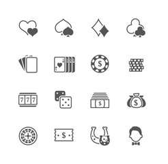 Flat vector casino icons set. Fully scalable