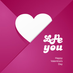 Love heart white letters pink envelope