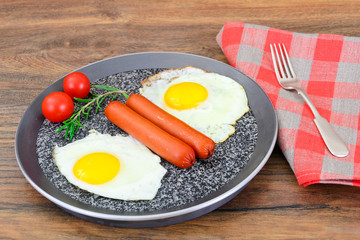 Fried Eggs with Fried Sausages.
