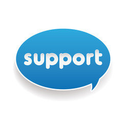 Blue Support label speech bubble