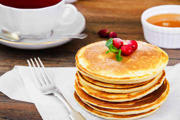 Tasty Pancakes with Cranberry Stack