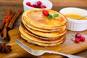 Tasty Pancakes Stack with Honey