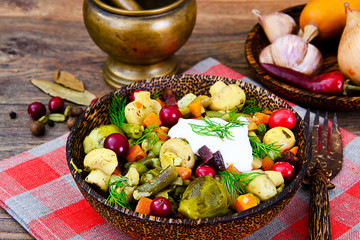 Vegetable Stew, Pumpkin, Mushrooms, Carrots, Peas, Beans, Cranbe
