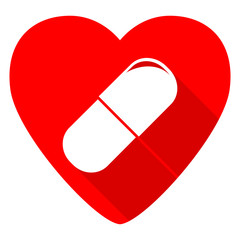 drugs red heart valentine flat icon
