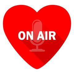 on air red heart valentine flat icon