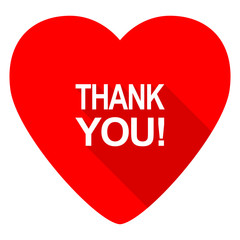 thank you red heart valentine flat icon
