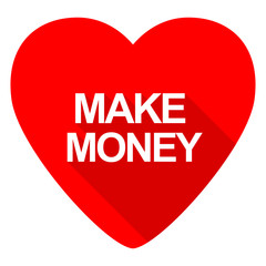 make money red heart valentine flat icon