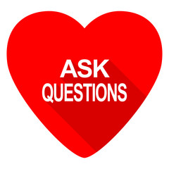 ask questions red heart valentine flat icon