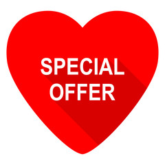 special offer red heart valentine flat icon