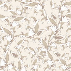 Vintage baroque seamless pattern with swirls