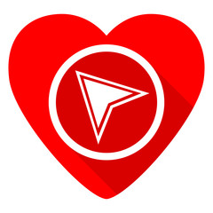 navigation red heart valentine flat icon