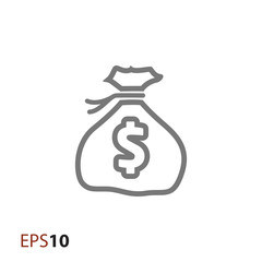 Bag with dollar sign icon for web and mobile