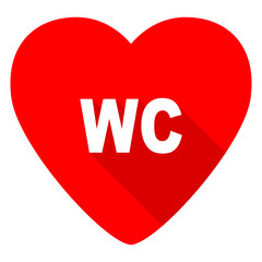 toilet red heart valentine flat icon
