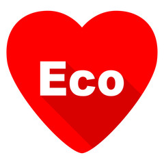 eco red heart valentine flat icon