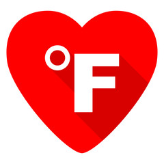 fahrenheit red heart valentine flat icon