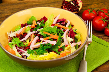 Mixed salad arugula, chard, corn, carrots, mesklan, iceberg