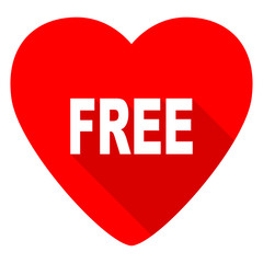 free red heart valentine flat icon