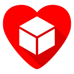 box red heart valentine flat icon