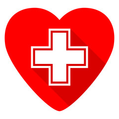 pharmacy red heart valentine flat icon
