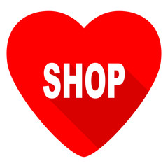 shop red heart valentine flat icon