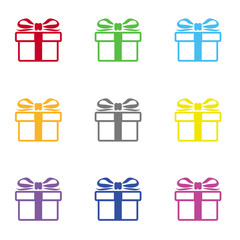 Gift box icon for web and mobile