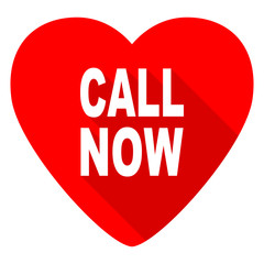 call now red heart valentine flat icon