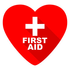 first aid red heart valentine flat icon