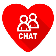 chat red heart valentine flat icon