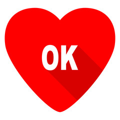 ok red heart valentine flat icon