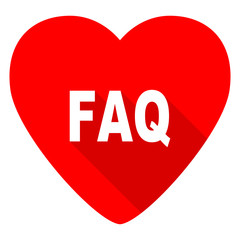 faq red heart valentine flat icon