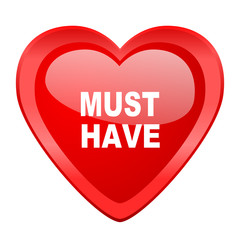 must have red heart valentine glossy web icon
