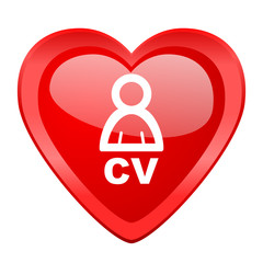 cv red heart valentine glossy web icon