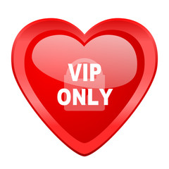 vip only red heart valentine glossy web icon