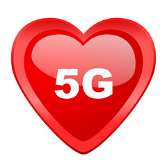 5g red heart valentine glossy web icon