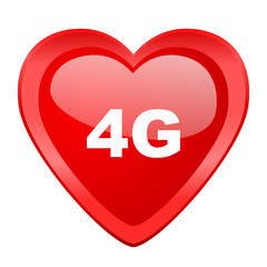 4g red heart valentine glossy web icon
