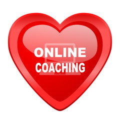 online coaching red heart valentine glossy web icon