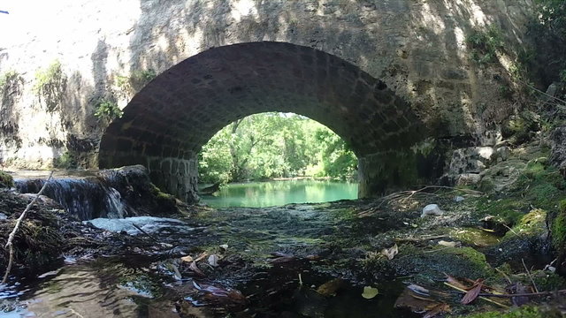 View of Zrmanja river under stone bridge