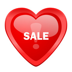 sale red heart valentine glossy web icon