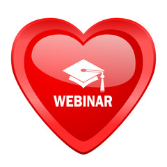webinar red heart valentine glossy web icon