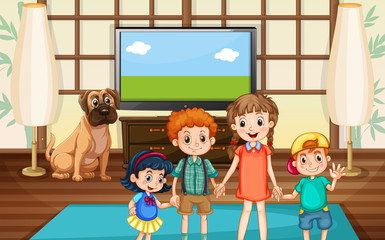 Happy children in the room