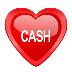 cash red heart valentine glossy web icon